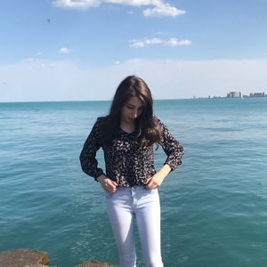 Front tie floral top